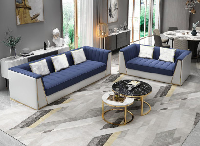 Blue and white Modern Sofa set 3+2 Living room Seater Luxury Couches